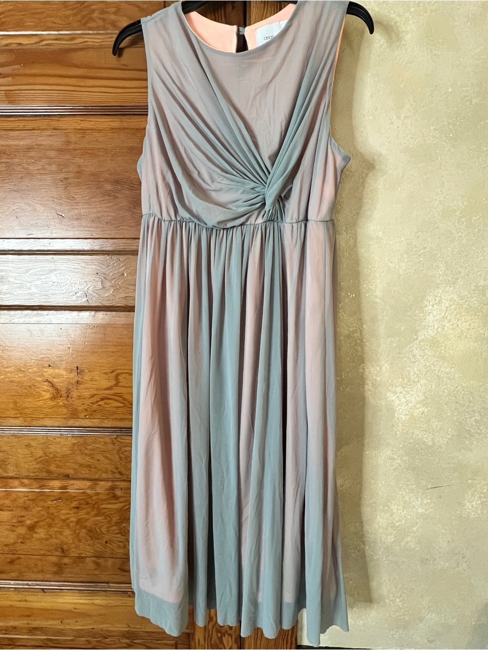 ASOS Maternity Midi Dress Women’s Size 10 Sheer Mesh Stretchy Spring Pastel
